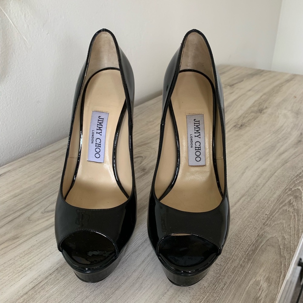 ❤️ Jimmy Choo black patent platform shoes